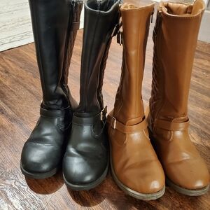2 Pairs FabKids Black and Brown Kids Boots